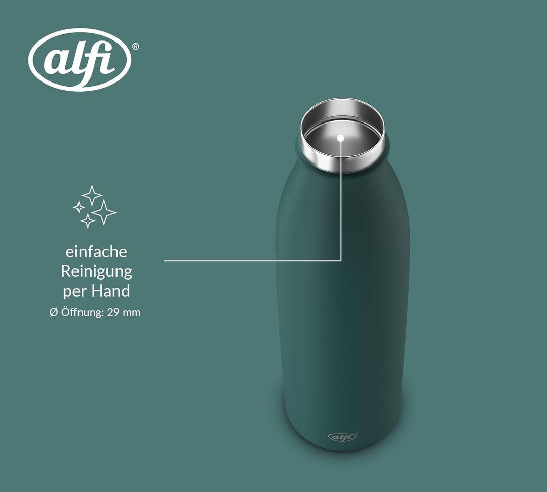 alfi PURE BOTTLE 750ml, dunkelgrün, pine green, Isolierflasche aus Edelstahl, kohlensäurefest, 12h h