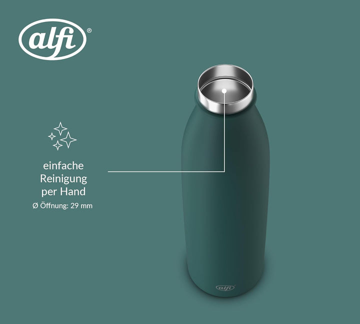 alfi PURE BOTTLE 750ml, dunkelgrün, pine green, Isolierflasche aus Edelstahl, kohlensäurefest, 12h h