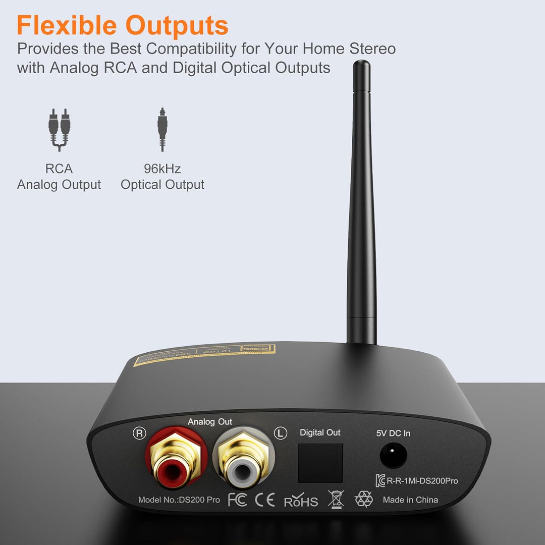 1Mii DS200 Pro HiFi Bluetooth Receiver mit LDAC & Audiophile DAC, Bluetooth 5.3 Audio Empfänger mit