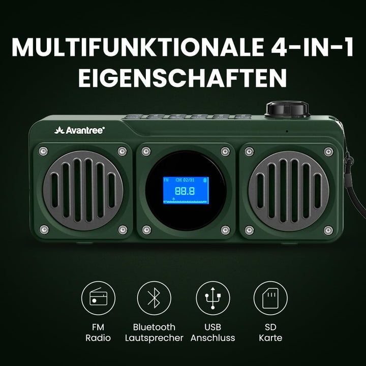 Avantree Boombyte - FM Kleins Radio mit Bluetooth Lautsprecher Tragbares mit kraftvollem Sound, Ster