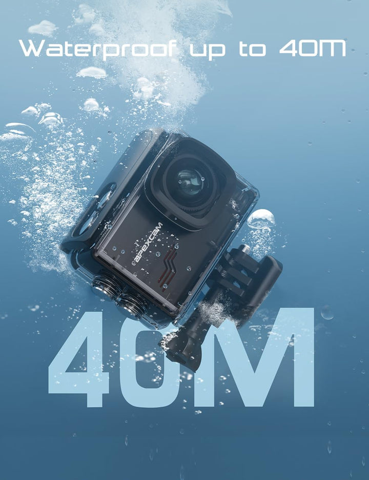 Apexcam M80 mit 64G Karte Action Cam 4K60FPS 48MP WLAN Sportskamera Unterwasserkamera 40m Wasserdich