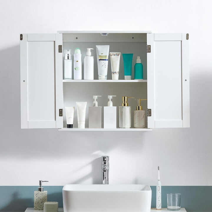 Bath Vida Schrank, Holz, Weiss, 55.0x22.0x52.0 Shutter Wandschrank für das Badezimmer, Shutter Wands