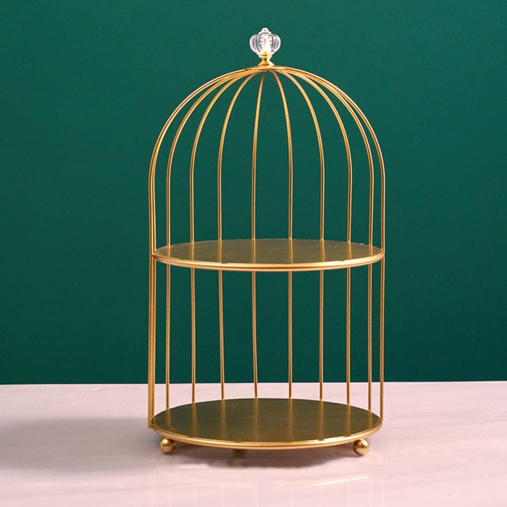 TOPBATHY Kuchenständer Vogelkäfig Kosmetik Aufbewahrungsregal Golden Eisen Cupcake Dessert Display S