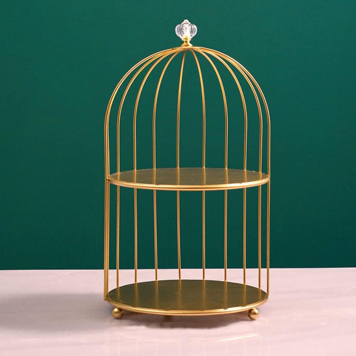 TOPBATHY Kuchenständer Vogelkäfig Kosmetik Aufbewahrungsregal Golden Eisen Cupcake Dessert Display S