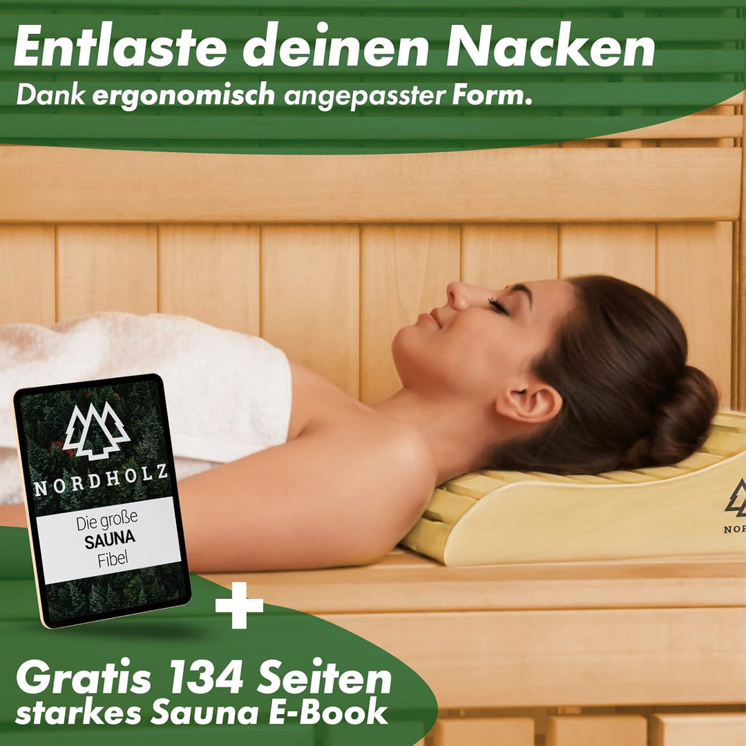 Sauna Kopfstütze Holz 2er Set - 37x33cm ideale Breite für optimalen Liegekomfort - Sauna Kopfstütze