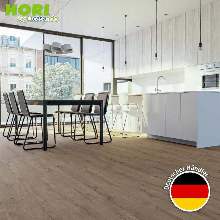 HORI Klick Hart Vinylboden aus hochwertigem SPC ohne PVC, Bamoral Castle, moderne Landhausdiele, 1,7