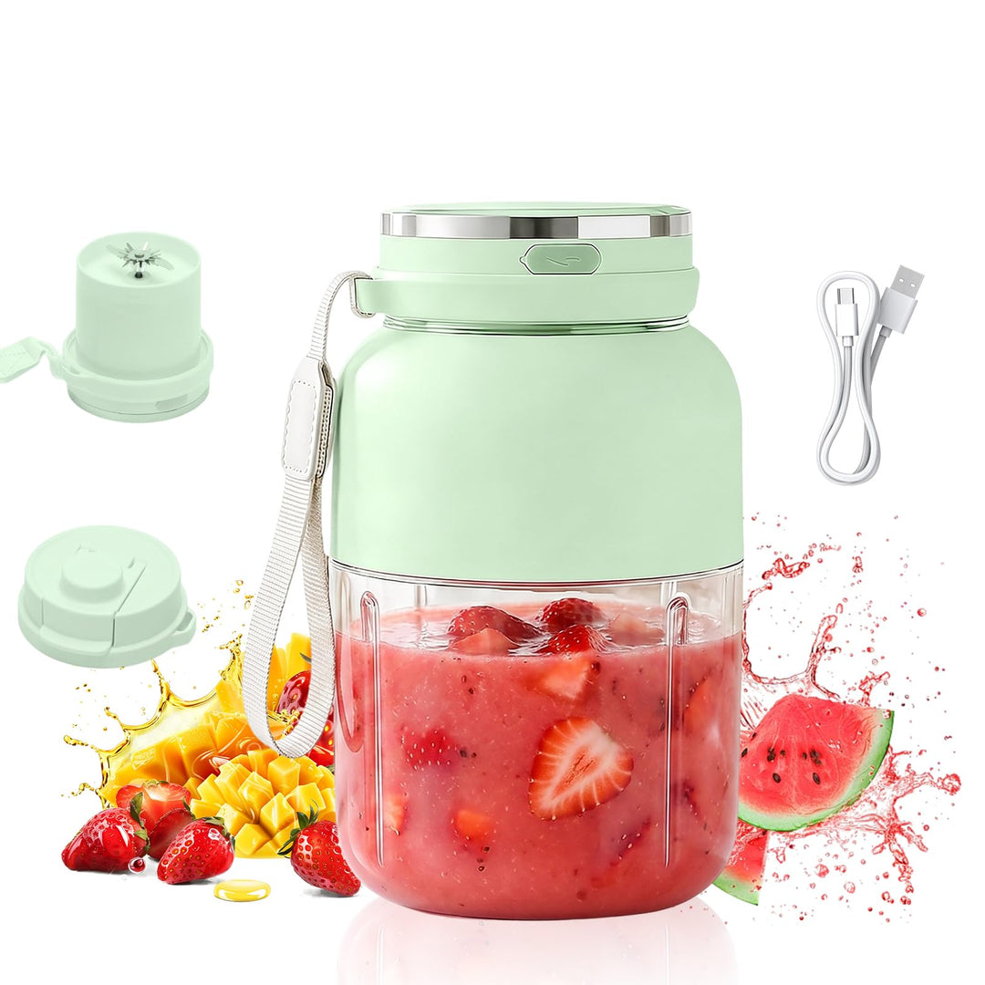 Tragbarer Mixer, 1300 ml Fresh Juice Mixer Flasche, Smoothie Maker to Go, Blender Bottle mit Auslauf