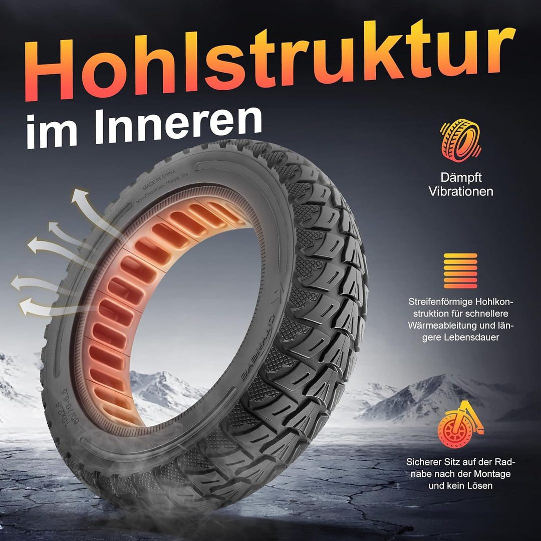 60/70-6,5 Vollgummireifen 10 Zoll Solide Reifen für Xiaomi 5/5 Pro/5 Max,für Ninebot Max G30/Max G30
