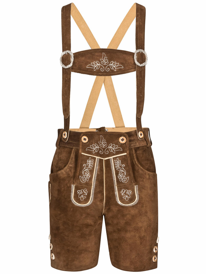 Schöneberger Trachten Couture Herren Feldberg Lederhose kurz Trachtenlederhose inkl. Hosenträger 50