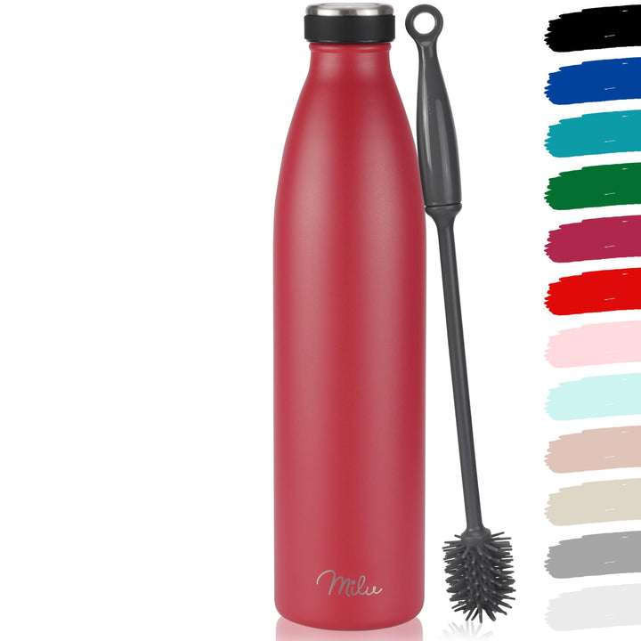 Milu Edelstahl Trinkflasche 350ml, 500ml, 750ml, 1000ml, 1.5L – Thermosflasche, Isolierte Wasserflas