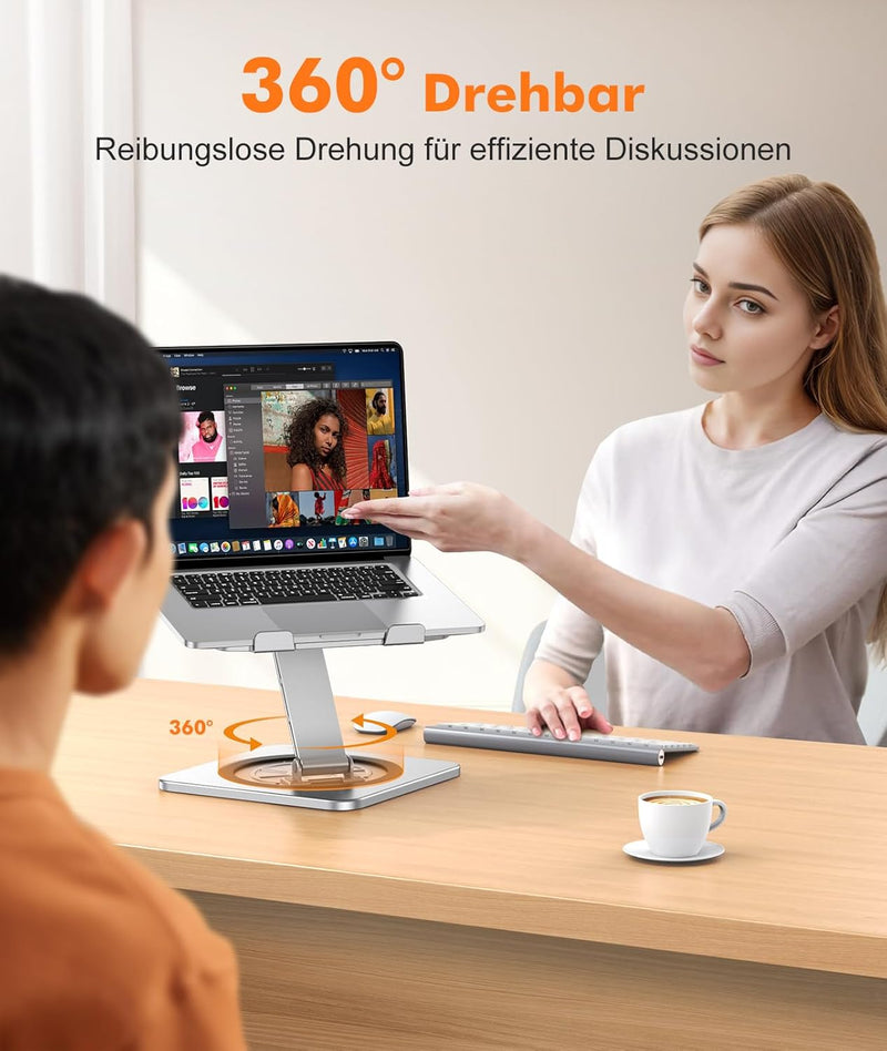 EOIWUY Laptop Ständer mit 360° Drehteller, Verstellbar Laptop Stand, Ergonomischer, Belüfteter, Falt