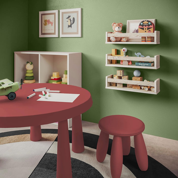 NATURE SUPPLIES Set 3 Rustikal Weiss Massivholz-Wandregale - Kinderzimmer - Ideal für Bücher und Spi