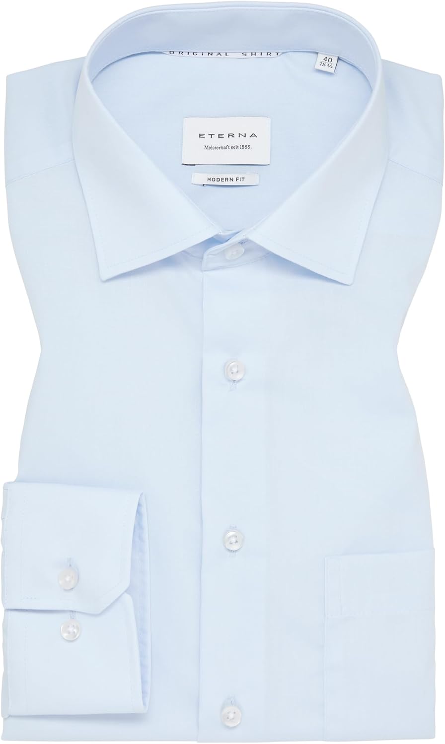 eterna Herren Original Shirt MODERN FIT 42 Kragen / 67 Ärmel Hellblau, 42 Kragen / 67 Ärmel Hellblau