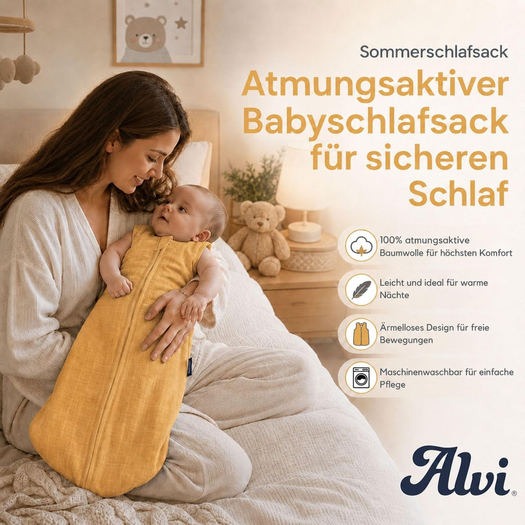 Kinderhaus Blaubär Alvi Babyschlafsack & Windel Blaubaer | Sommerschlafsack atmungsaktiv | Leichter