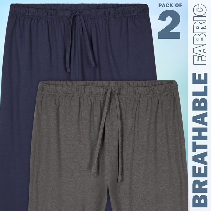 CityComfort Herren Schlafanzughose Lang mit Seitentaschen & elastischem Bund, 2er Pack M Bund mit Ko