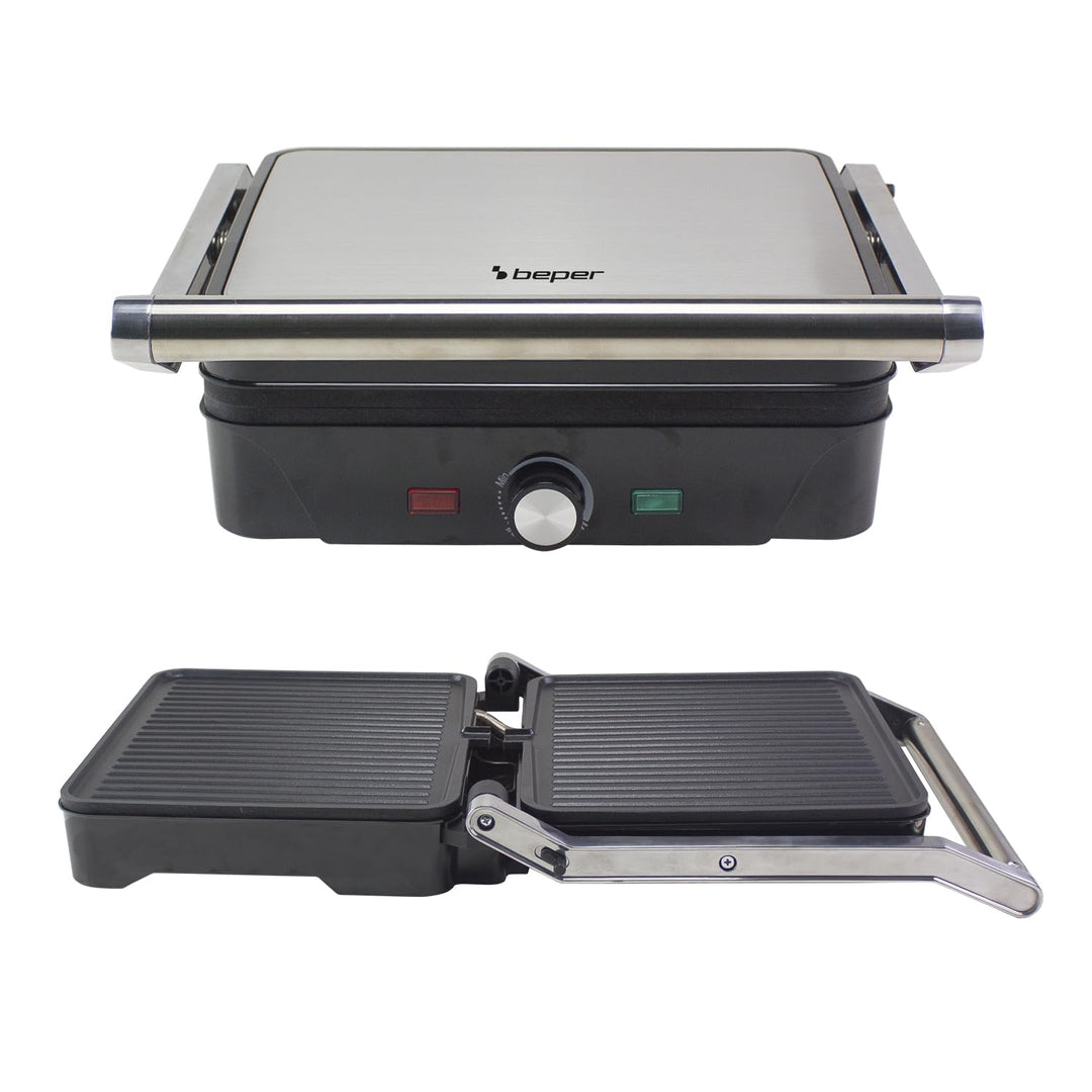 BEPER P101TOS503 GRAND GRILL 3-in-1 Multifunktions-Elektrogrill – Steakpfanne, Panini-Grillplatte un