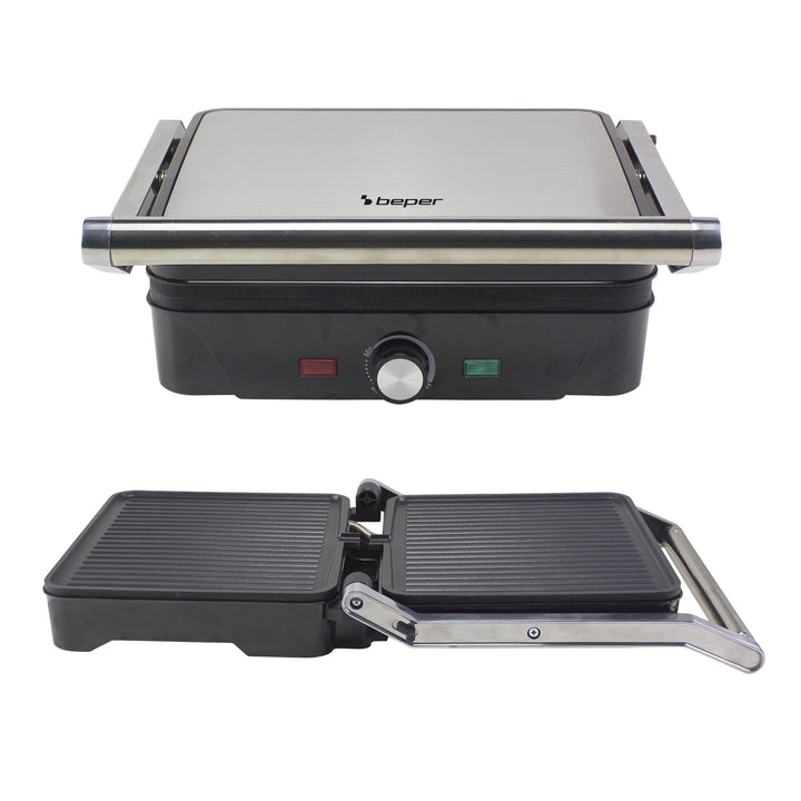 BEPER P101TOS503 GRAND GRILL 3-in-1 Multifunktions-Elektrogrill – Steakpfanne, Panini-Grillplatte un
