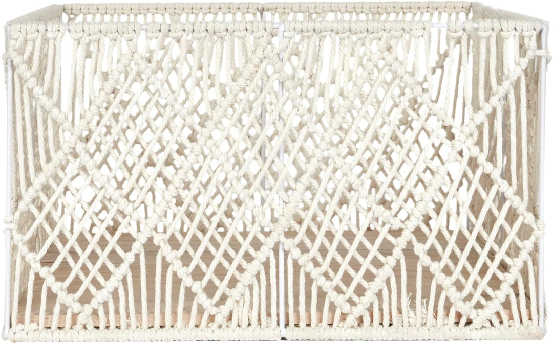HOME DECO FACTORY, RG0022, X3 Boho Nesting Rectangular Basket - Practical and Elegant Decorative Sto