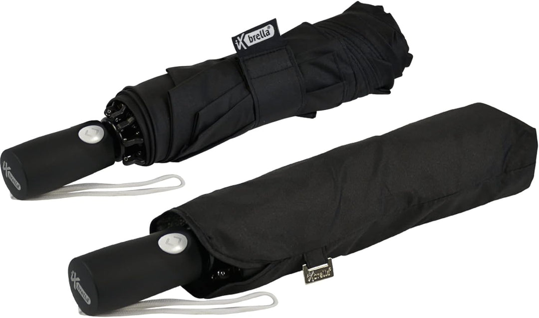 iX-brella Reverse umgekehrt öffnender Fiberglas-Taschenschirm mit farbigen Speichen - schwarz-weiss,