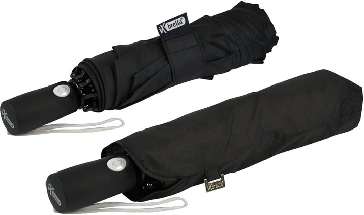 iX-brella Reverse umgekehrt öffnender Fiberglas-Taschenschirm mit farbigen Speichen - schwarz-weiss,