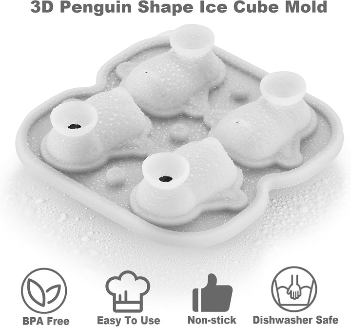 Nax Caki 3D-Pinguin-Eiswürfelform, 5,6 cm gross, dickes Silikon, lustige Formen, Whiskey-Eisform mit