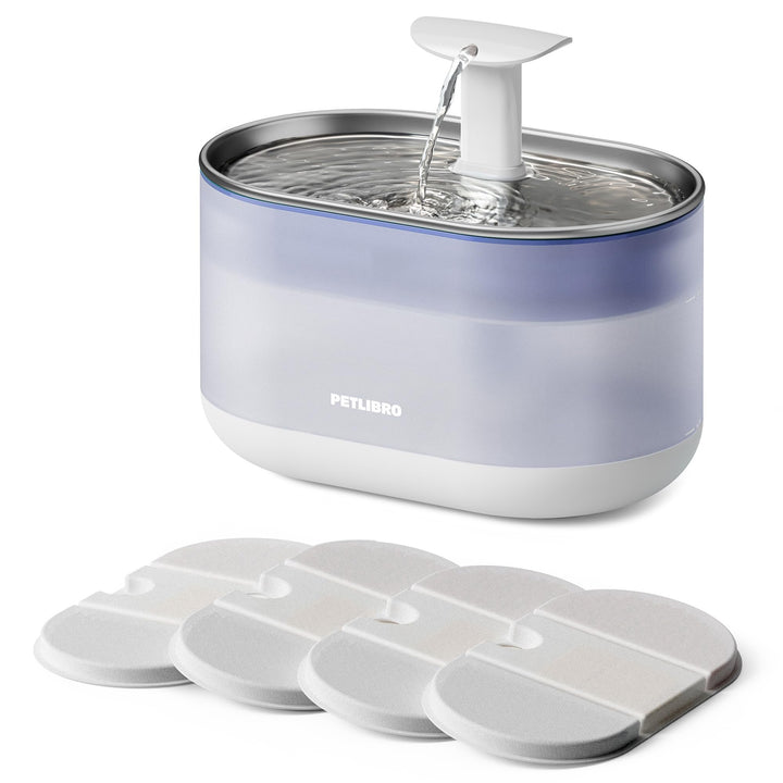 PETLIBRO Trinkbrunnen für Katze Ultraleise, 2,1L Katzenbrunnen Edelstahl mit Zwei Durchflussmodi, Si