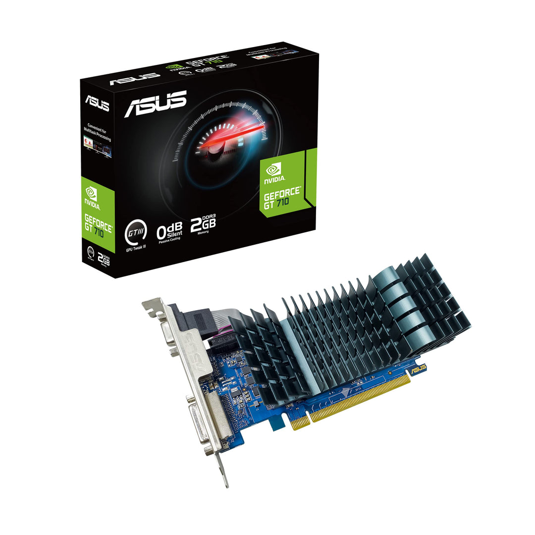 ASUS GeForce GT 710 (2GB DDR3 EVO Low-Profile-Grafikkarte für leise HTPCs, 2 GB, DDR3, 954 MHz) DDR3