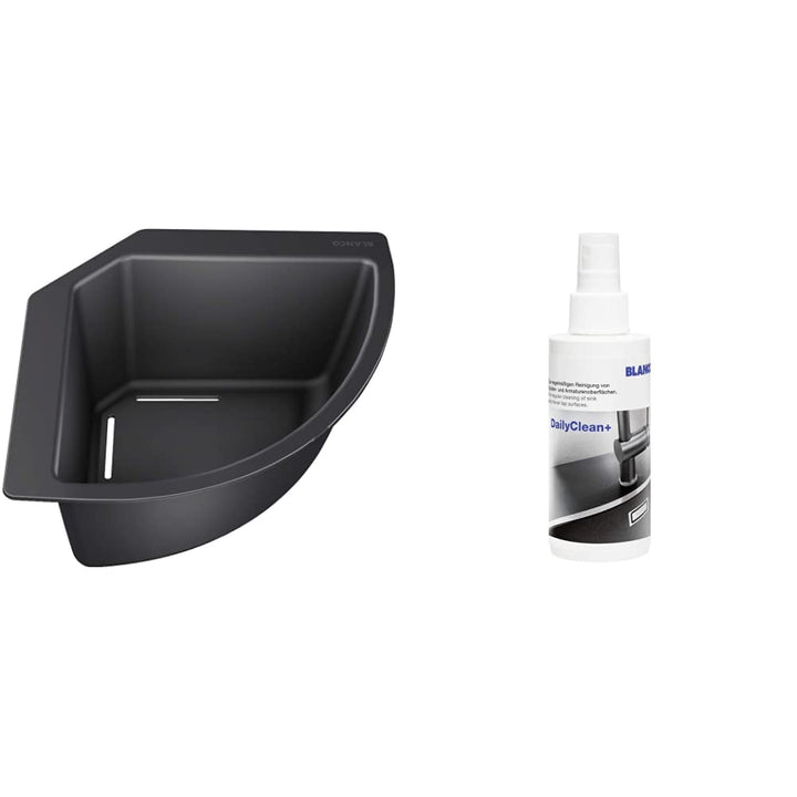 BLANCO 235866 Eck-Schale Eckschale für Lebensmittel und Geschirr, 1, Schwarz, 215mm X 215mm &amp; 526305