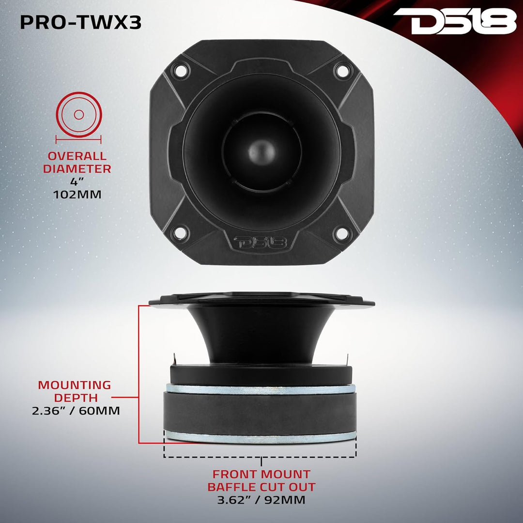 DS18 PRO-TWX3 10,2 cm Super Bullet Hochtöner 480 Watt 3,8 cm Aluminium 4 Ohm Vc – Pro Hochtöner sind