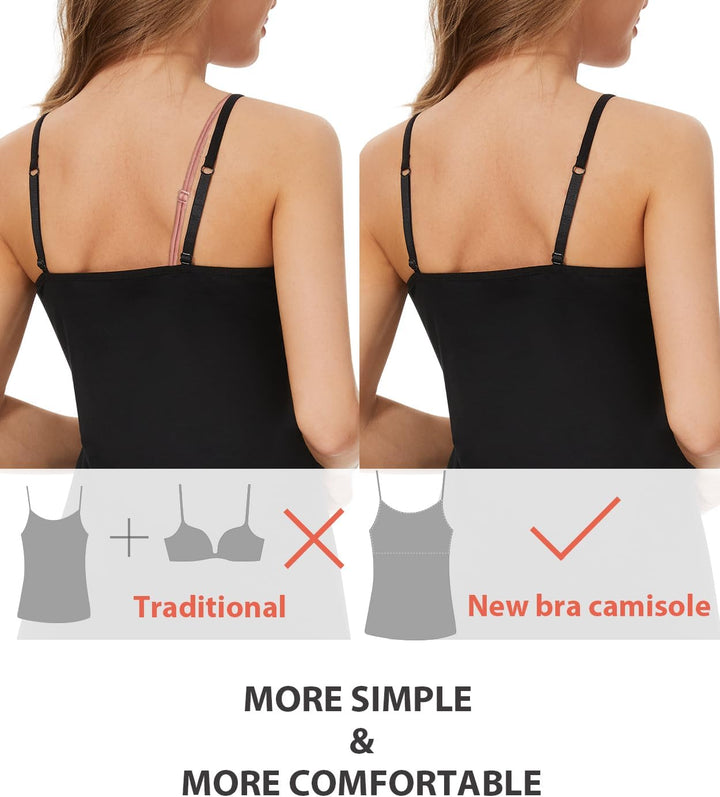 Knuffnee Damen Baumwolle Unterhemd Regal BH Unterhemden Verstellbaren Spaghetti Top 3er Pack XXL Sch