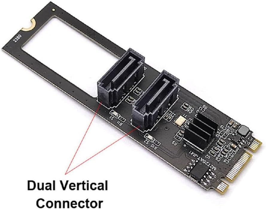 cablecc PCI Express NGFF Key B+M zu SATA 3.0 6 Gbps Dual Ports Vertical Adapter Converter Festplatte