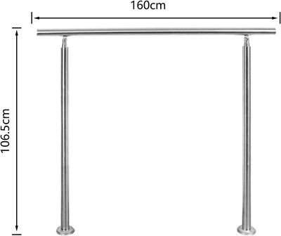 EINFEBEN Edelstahl Handlauf Geländer für Balkon Brüstung Treppen mit/ohne Querstreben (160cm, 0 Quer