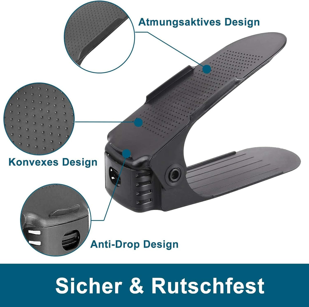 Froadp 40 Stück Einstellbare Schuhorganizer aus PP-Material rutschfest Schuhstapler mit 3 Höhenverst