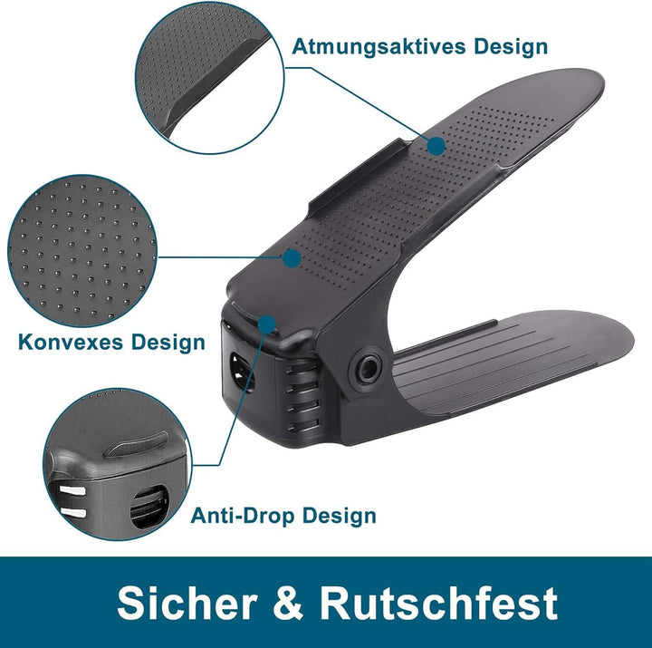 Froadp 40 Stück Einstellbare Schuhorganizer aus PP-Material rutschfest Schuhstapler mit 3 Höhenverst