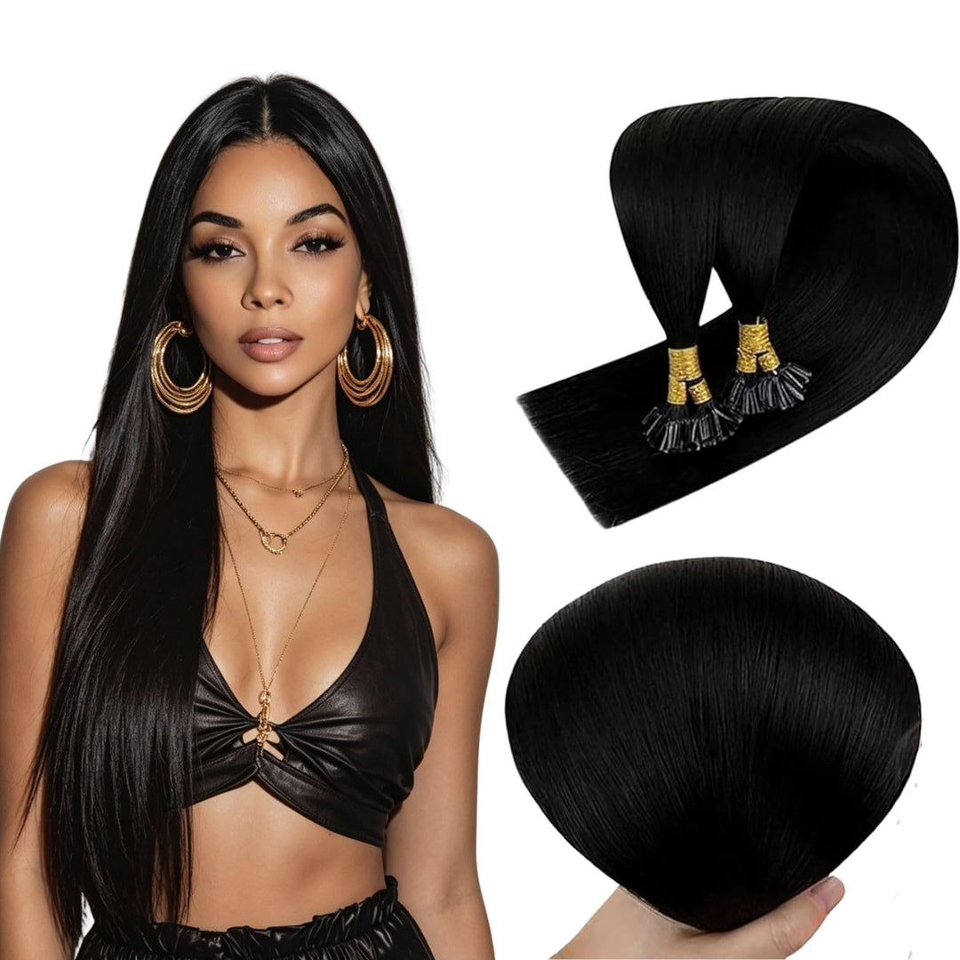 RUNATURE Schwarz Keratin Bondings Extensions Echthaar 12 Zoll/30cm Remi Echthaar Extensions Bondings