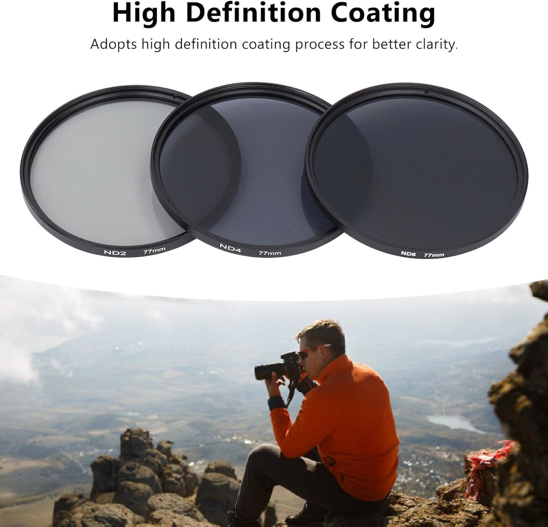 ND-Filterset, mit ND2-Filter, ND4-Filter und ND8-Filter, HD-Mehrschichtbeschichtung, Anti-Überbelich