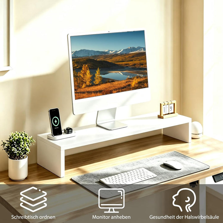 Monitorständer Holz, ergonomische Monitorerhöhung für Schreibtisch, passend für PC, Laptop und TV,Sc