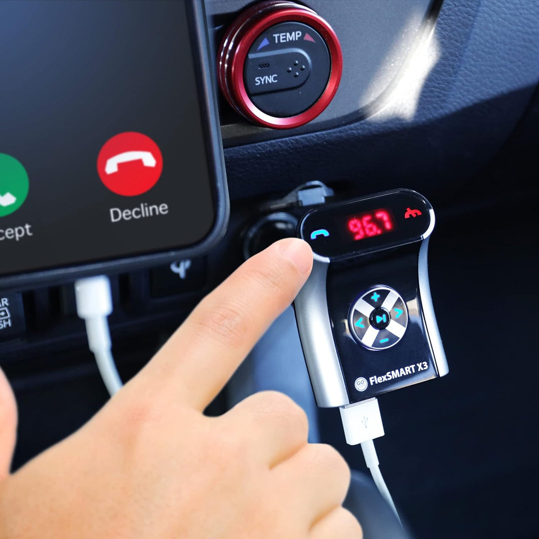 GOgroove FlexSMART X3 Mini-Bluetooth-FM-Transmitter für Autoradio – Aufladen über USB, Freisprechen
