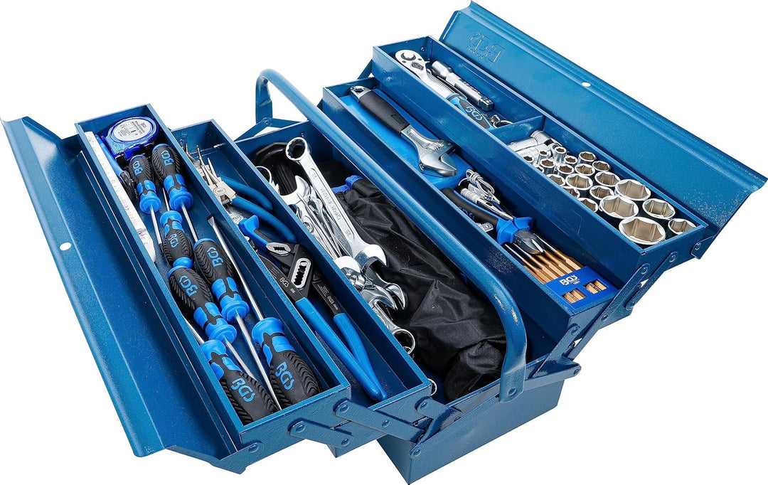 BGS 3340 | Metall-Werkzeugkasten inkl. Werkzeug-Sortiment | 137-tlg. leer | 5-Fächer, 530 x 200 x 20