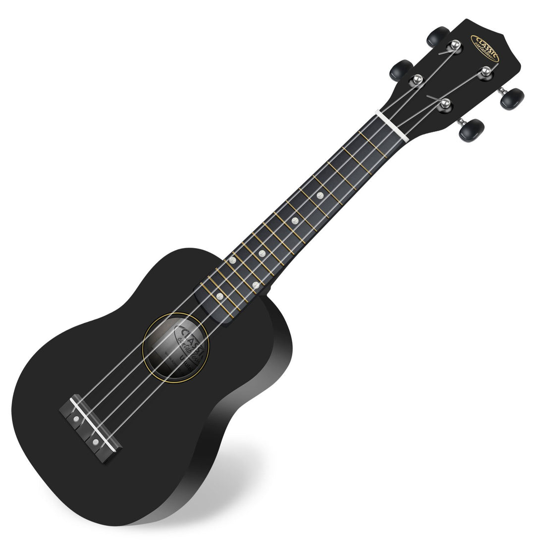 Classic Cantabile US-100 BK Sopranukulele (Ukulele, Uke, 15 Bünde, leichtgängige Gitarrenmechanik) s