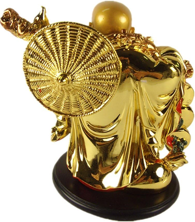 Betterdecor- A Golden Happy Buddha (Laughing Buddha) with a Ingot and Money for Feng Shui or Gifts