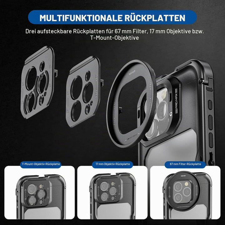 NEEWER 16 Pro Max Käfig Cage, Schnellwechsel Video Rig Handy Stabilisator, kompatibel mit iPhone 16
