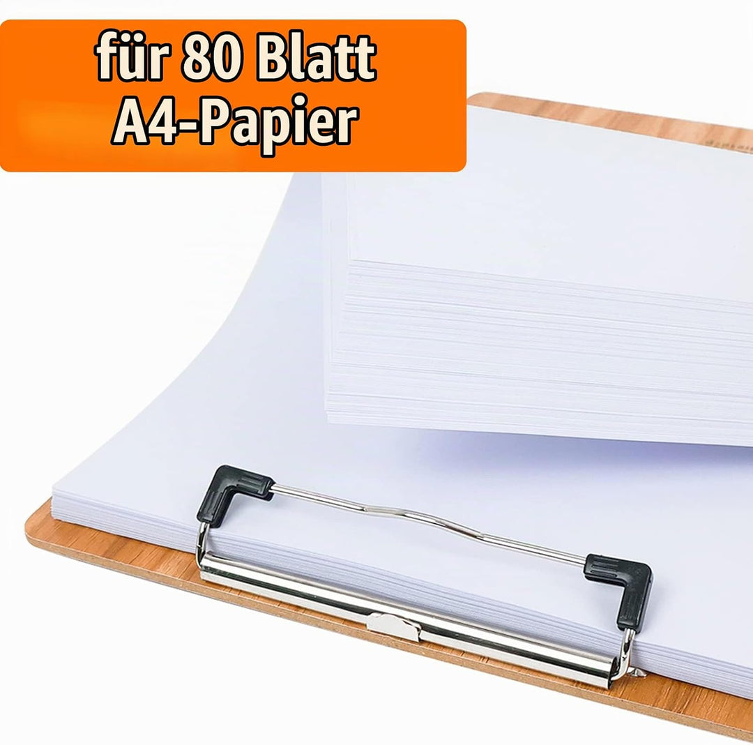 Klemmbrett Holz A4,12 Stück Schreibbrett Klemmbrett mit Metalklemme,A4 Schreibplatte Klemmbretter Zw