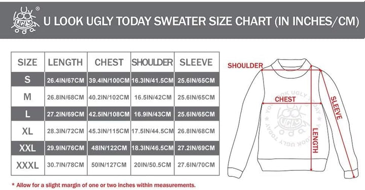 U LOOK UGLY TODAY Unisex Herren Damen Weihnachtspullover LED Licht Lustig Sweater Pulli Hässlich Xma