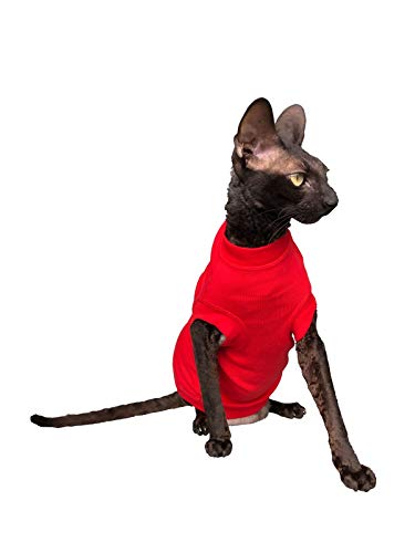 Katzen Rollkragen Maxi in Rot (L), L