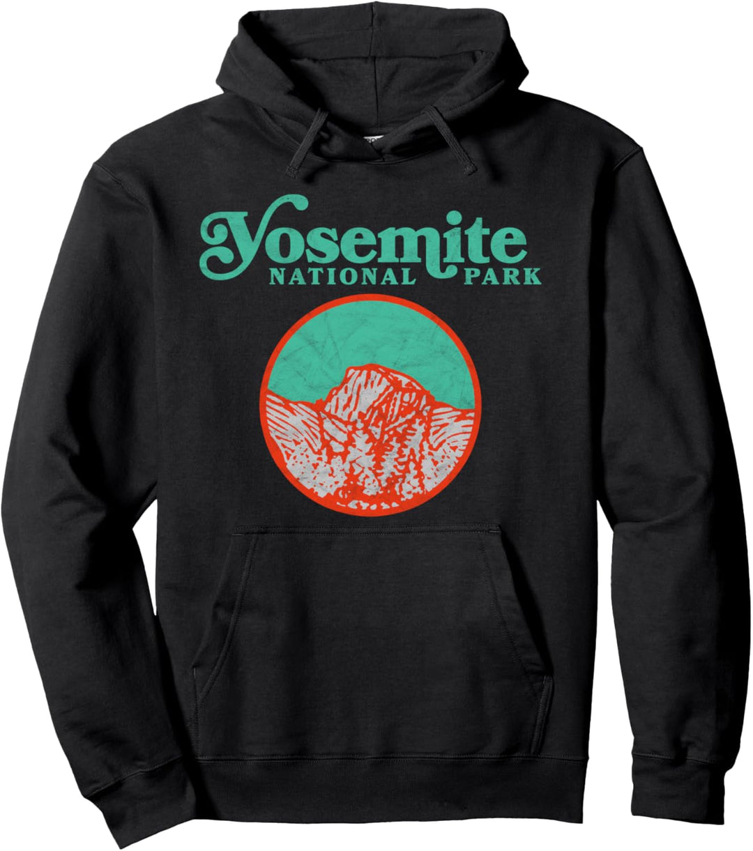 Vintage 80s Badge Yosemite National Park Half Dome Graphic Pullover Hoodie
