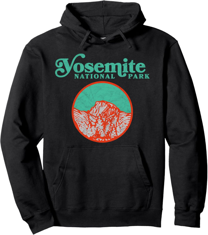 Vintage 80s Badge Yosemite National Park Half Dome Graphic Pullover Hoodie