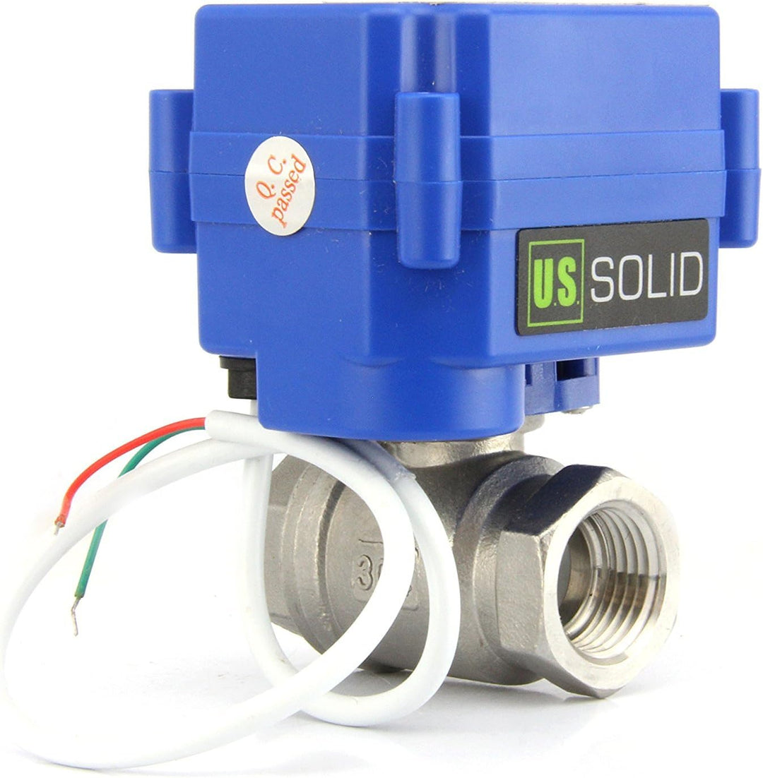 U.S. Solid 3/4" Motorisierter Kugelhahn, Edelstahl, Elektrischer Kugelhahn, stromlos offen, DN20, 22
