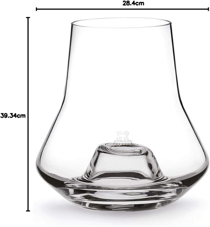 Peugeot Whisky Glas Set mit 1 Glas, 1 Metallfuss, 1 Untersetzer, Fassungsvermögen: 38 cl, Les Impito