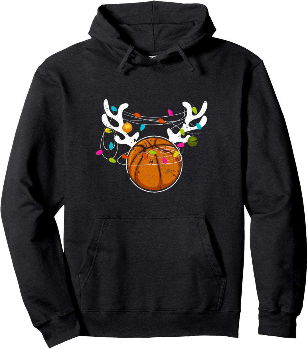 Weihnachtsbaum Lichterkette Basketball Lustiges Weihnachts Pullover Hoodie